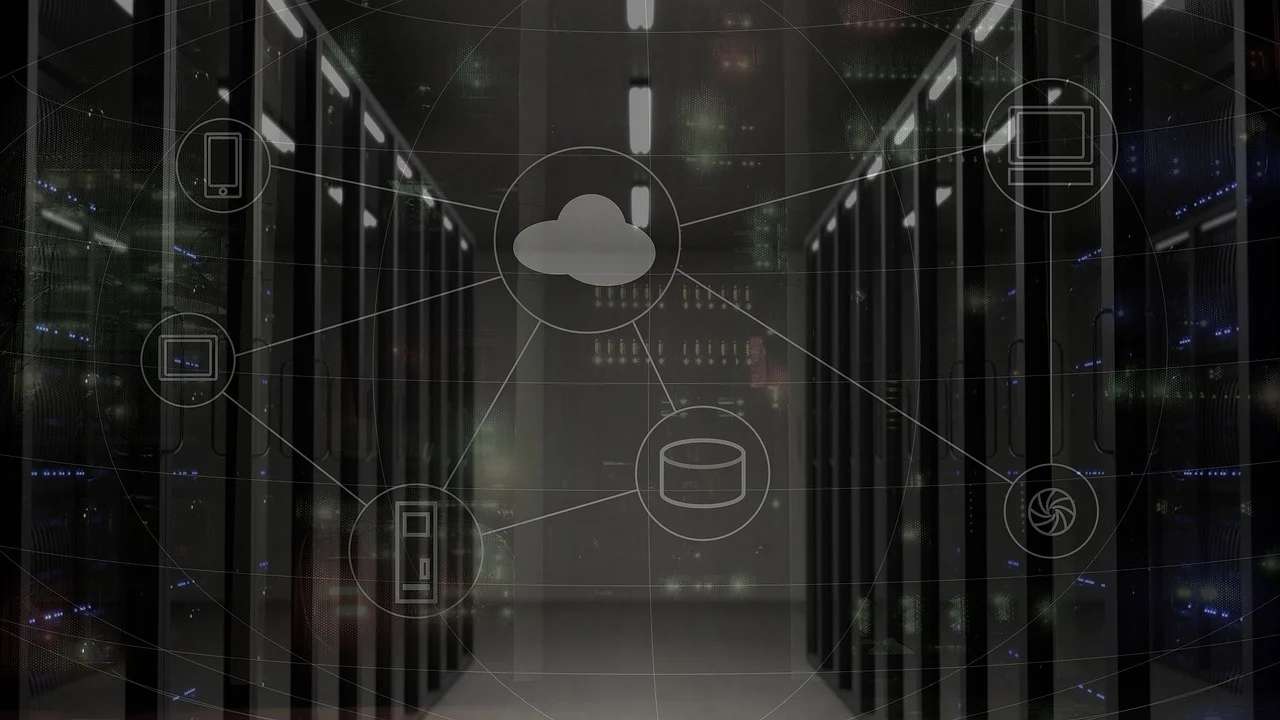 A row of cloud storage servers in a data center representing backup storage options for migration safety
